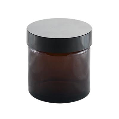 Amber Glass Jar With Black Plastic Lid - 60mL