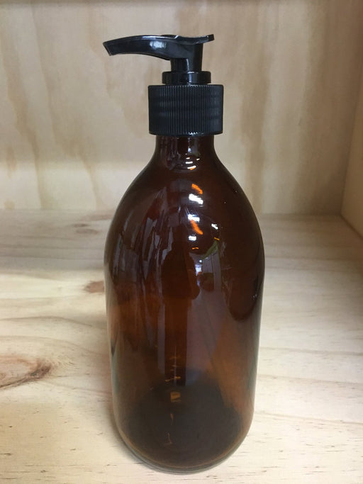 Amber Glass Bottle with Black Lotion Pump - 500mL