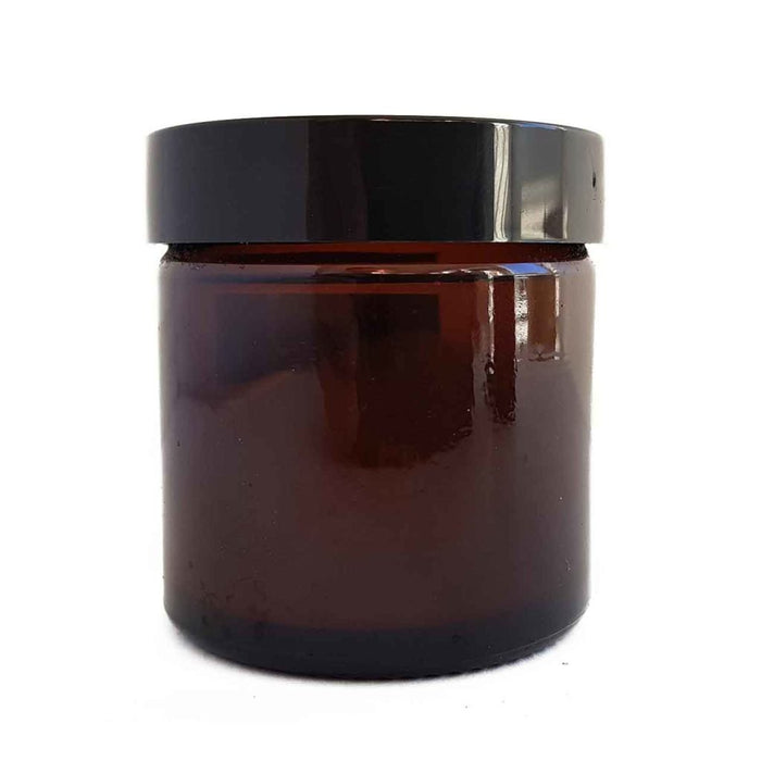 Amber Glass Jar with Black Plastic Lid - 120mL