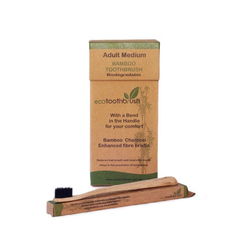 Bamboo Charcoal Toothbrush Adult Medium-Bathroom-Eco Warehouse Aus