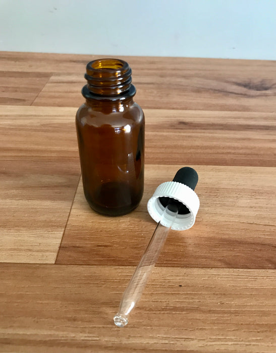 Amber Glass Bottle with Glass Eye Dropper - 25mL