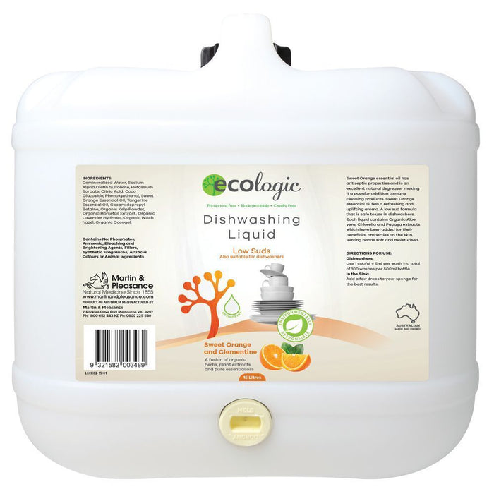 Ecologic Dish Liquid - Sweet Orange & Clementine - 15L